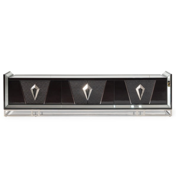 AICO Furniture Carmela Media Cabinet in Glossy Charcoal Sand - Luxury Home Furniture (MI)