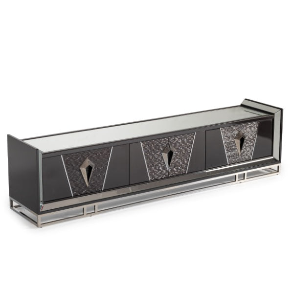 AICO Furniture Carmela Media Cabinet in Glossy Charcoal Sand - Luxury Home Furniture (MI)