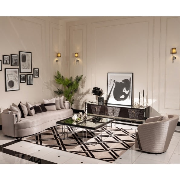 AICO Furniture Carmela Cocktail Table in Glossy Charcoal Sand - Luxury Home Furniture (MI)
