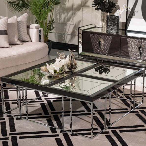 AICO Furniture Carmela Cocktail Table in Glossy Charcoal Sand - Luxury Home Furniture (MI)