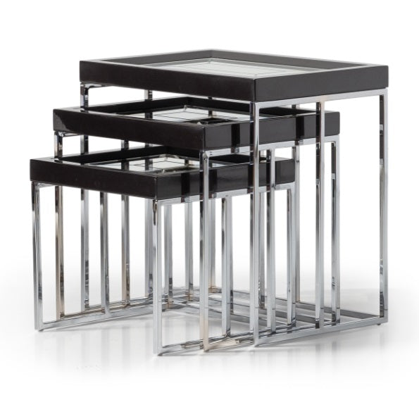 AICO Furniture Carmela Nesting Tables in Glossy Charcoal Sand - Luxury Home Furniture (MI)