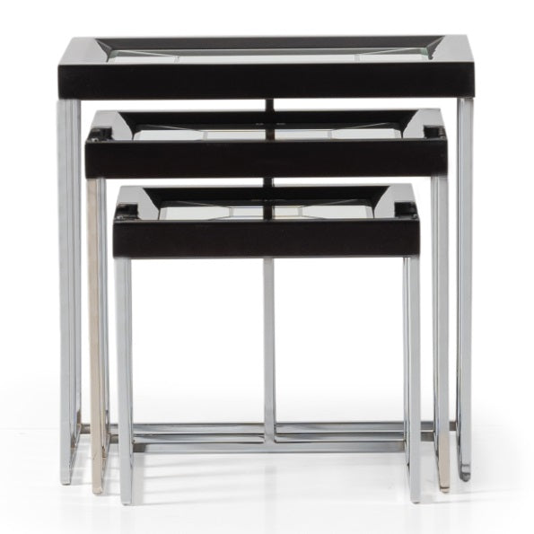 AICO Furniture Carmela Nesting Tables in Glossy Charcoal Sand - Luxury Home Furniture (MI)