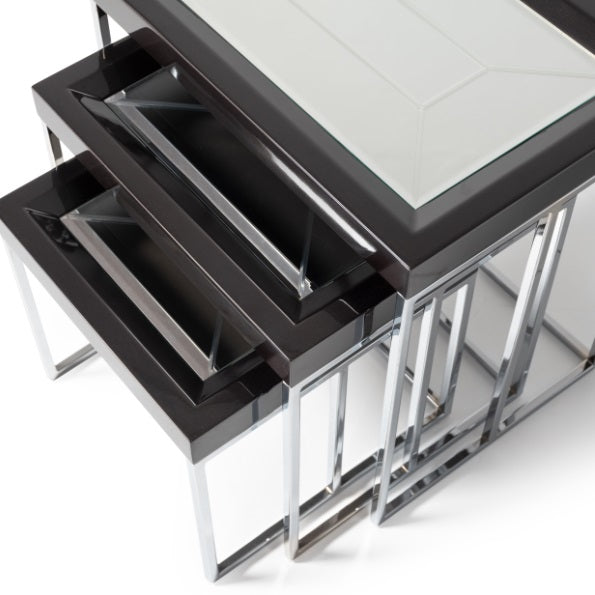 AICO Furniture Carmela Nesting Tables in Glossy Charcoal Sand - Luxury Home Furniture (MI)