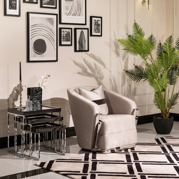 AICO Furniture Carmela Nesting Tables in Glossy Charcoal Sand - Luxury Home Furniture (MI)