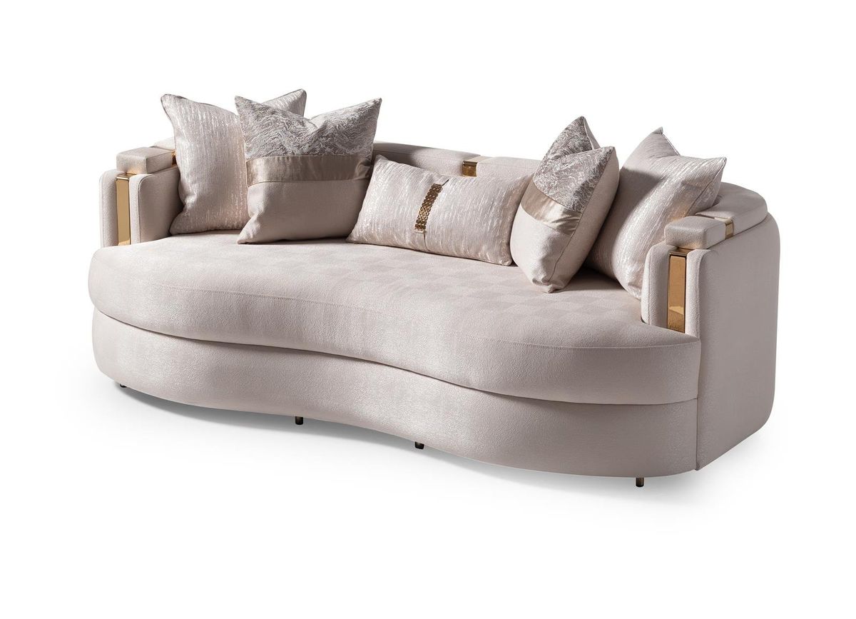 AICO Carmela Sofa Almond in Shimmer Ivory - Luxury Home Furniture (MI)
