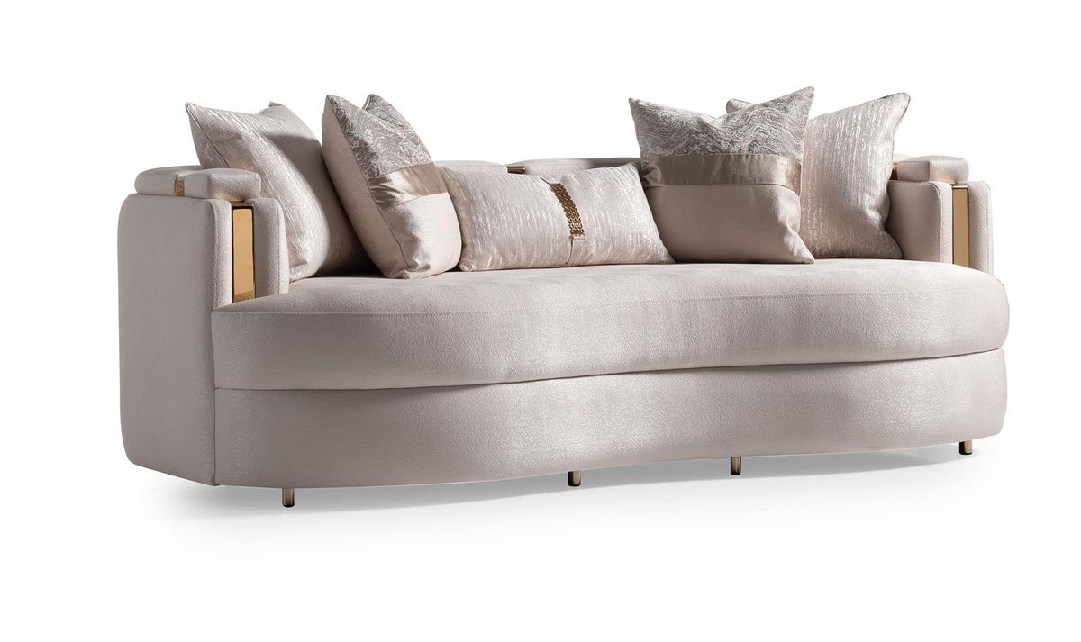 AICO Carmela Sofa Almond in Shimmer Ivory - Luxury Home Furniture (MI)