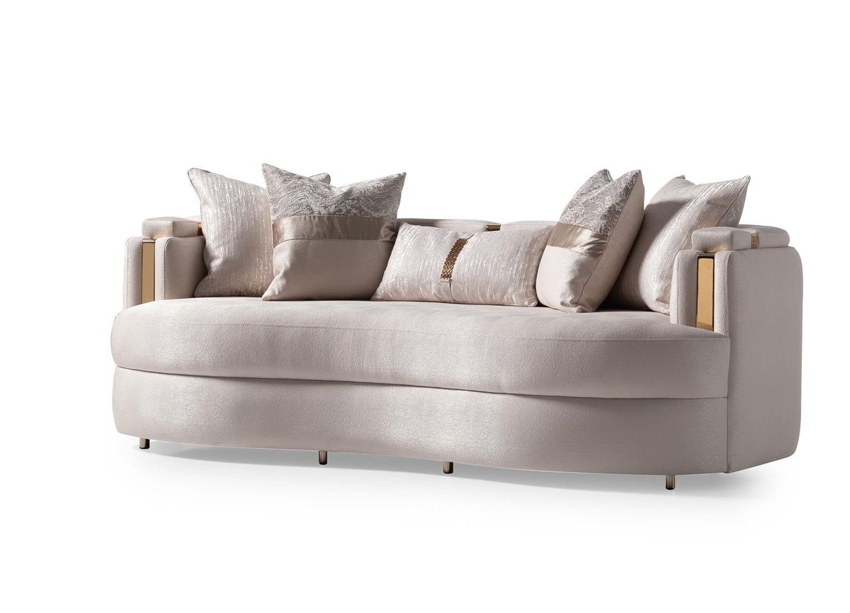 AICO Carmela Sofa Almond in Shimmer Ivory - Luxury Home Furniture (MI)