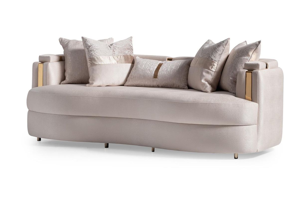 AICO Carmela Sofa Almond in Shimmer Ivory - Luxury Home Furniture (MI)