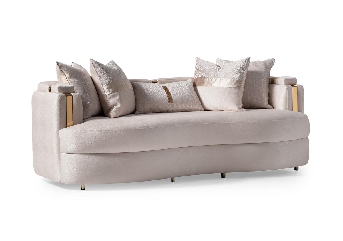 AICO Carmela Sofa Almond in Shimmer Ivory - Luxury Home Furniture (MI)