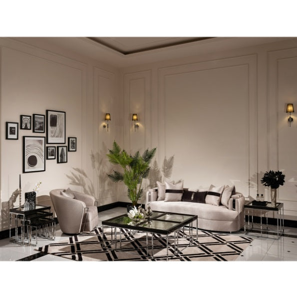 AICO Furniture Carmela Cocktail Table in Glossy Charcoal Sand - Luxury Home Furniture (MI)