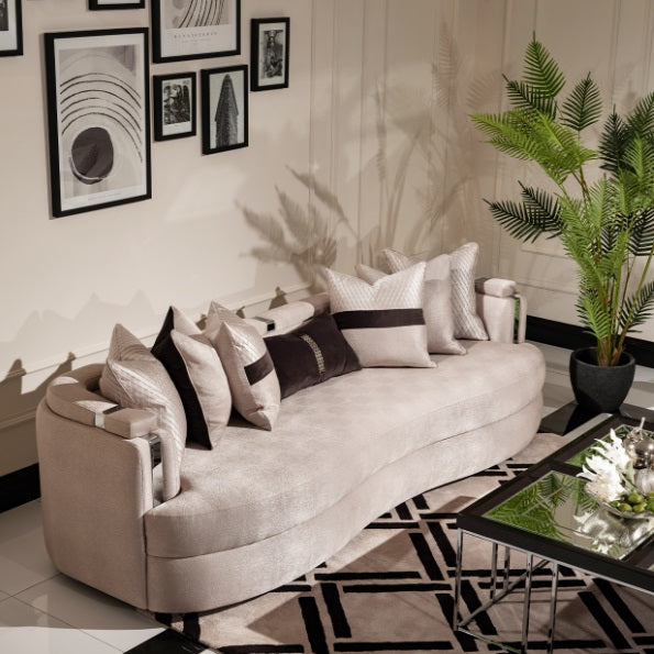 AICO Furniture Carmela Mansion Sofa Zinc in Silver - Luxury Home Furniture (MI)