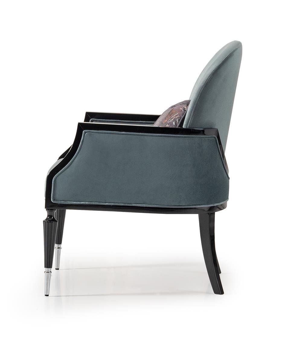 AICO La Francaise Accent Chair in Azure/Black - Luxury Home Furniture (MI)