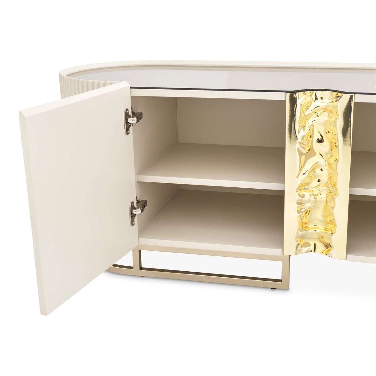 AICO Lisbon Media Cabinet in Silken Matte Cream - Luxury Home Furniture (MI)