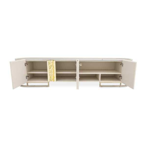 AICO Furniture Lisbon Media Cabinet in Silken Cream Bronze - Luxury Home Furniture (MI)