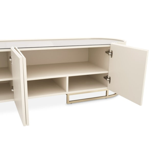 AICO Furniture Lisbon Media Cabinet in Silken Cream Bronze - Luxury Home Furniture (MI)