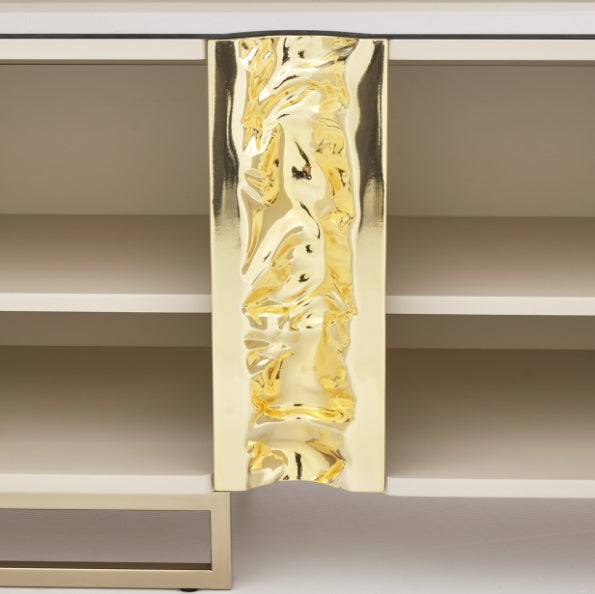 AICO Furniture Lisbon Media Cabinet in Silken Cream Bronze - Luxury Home Furniture (MI)