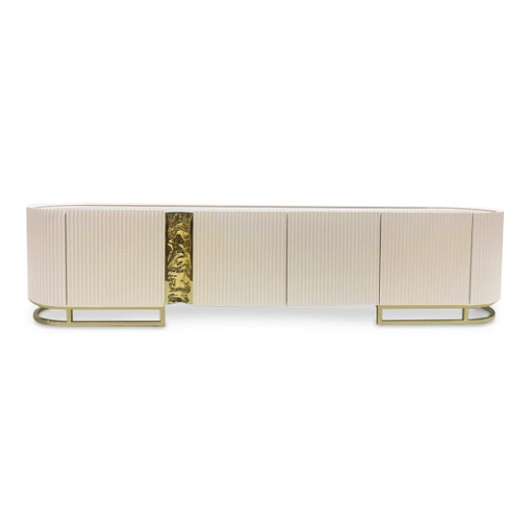 AICO Furniture Lisbon Media Cabinet in Silken Cream Bronze - Luxury Home Furniture (MI)