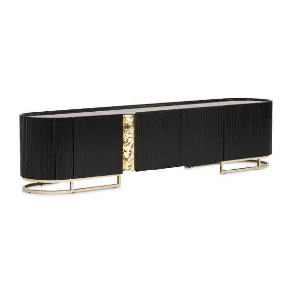 AICO Furniture Lisbon Media Cabinet in Silken Matte Black - Luxury Home Furniture (MI)