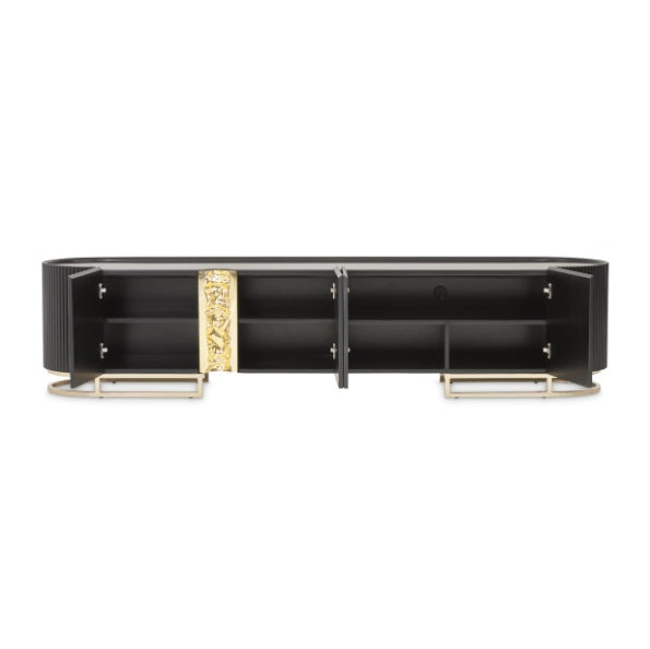 AICO Furniture Lisbon Media Cabinet in Silken Matte Black - Luxury Home Furniture (MI)