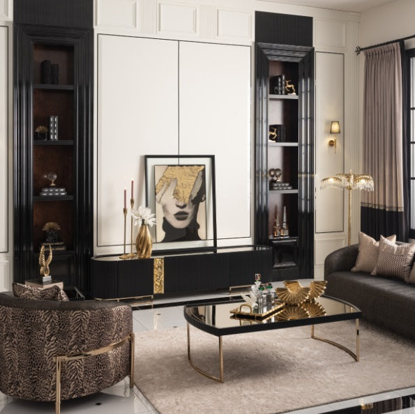 AICO Furniture Lisbon Media Cabinet in Silken Matte Black - Luxury Home Furniture (MI)