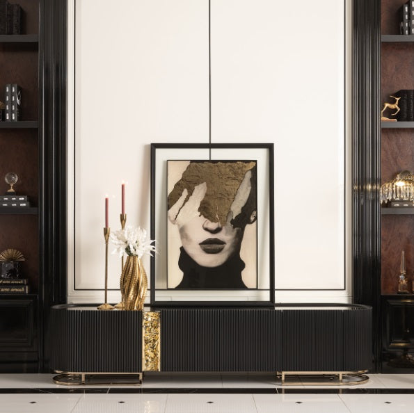 AICO Furniture Lisbon Media Cabinet in Silken Matte Black - Luxury Home Furniture (MI)