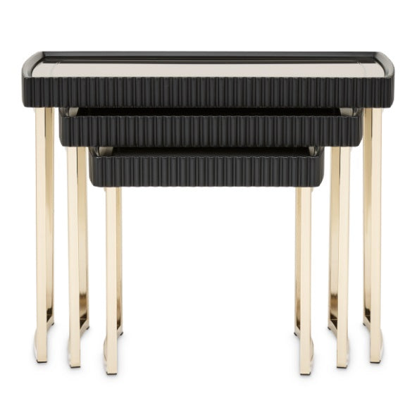 AICO Furniture Lisbon Nesting Table in Silken Matte Black - Luxury Home Furniture (MI)
