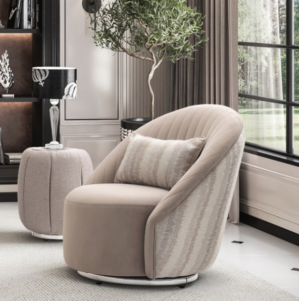 AICO Furniture Lucca Swivel Chair Silver in Silver - Luxury Home Furniture (MI)