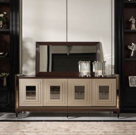 AICO Lousanne Console in Glossy Mocha Sand - Luxury Home Furniture (MI)
