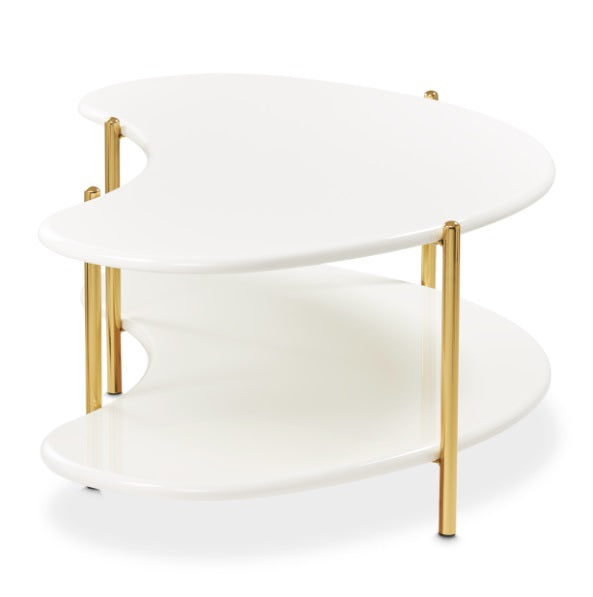 AICO Furniture Sassani Cocktail Table in Pearl White/Gold - Luxury Home Furniture (MI)