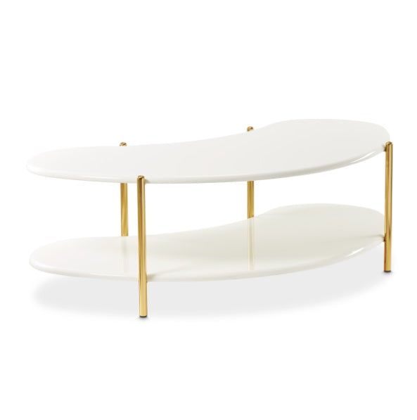 AICO Furniture Sassani Cocktail Table in Pearl White/Gold - Luxury Home Furniture (MI)