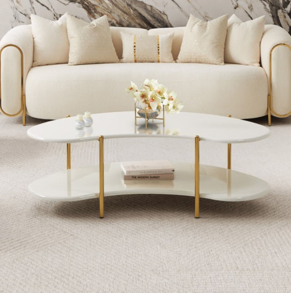 AICO Furniture Sassani Cocktail Table in Pearl White/Gold - Luxury Home Furniture (MI)