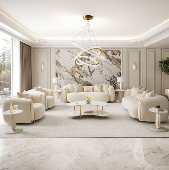 AICO Furniture Sassani Cocktail Table in Pearl White/Gold - Luxury Home Furniture (MI)