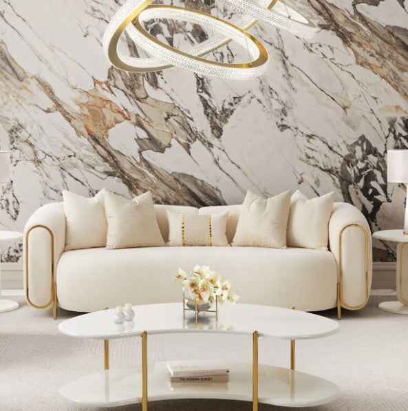 AICO Furniture Sassani Cocktail Table in Pearl White/Gold - Luxury Home Furniture (MI)