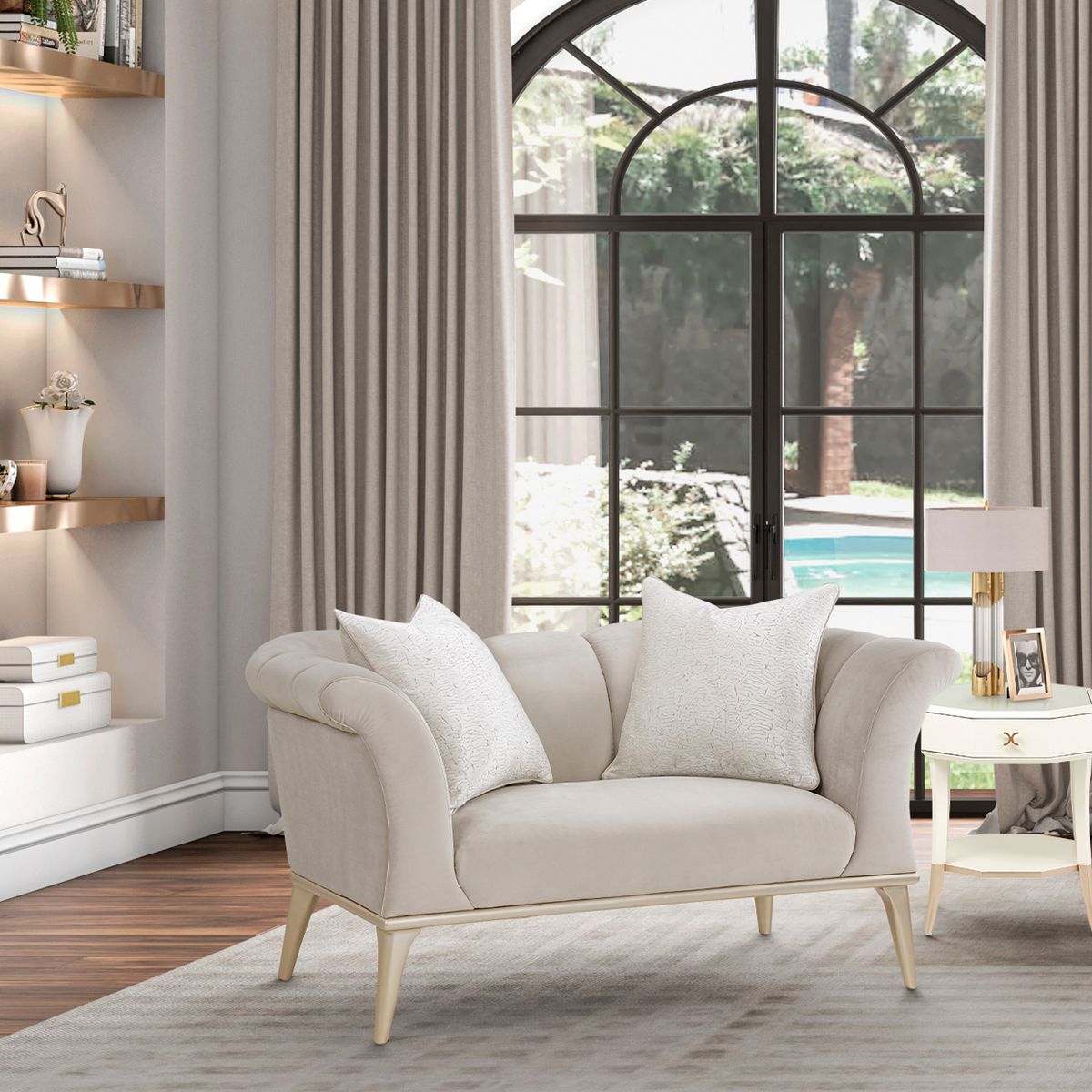 AICO Yvette Chair and A Half in Porcini Medium Champagne - Luxury Home Furniture (MI)