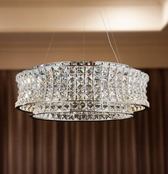 AICO Furniture Lighting Galaxy Large Round LED Chandelier in Chrome - Luxury Home Furniture (MI)