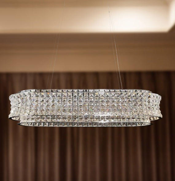 AICO Furniture Lighting Galaxy Oval LED Chandelier in Chrome - Luxury Home Furniture (MI)