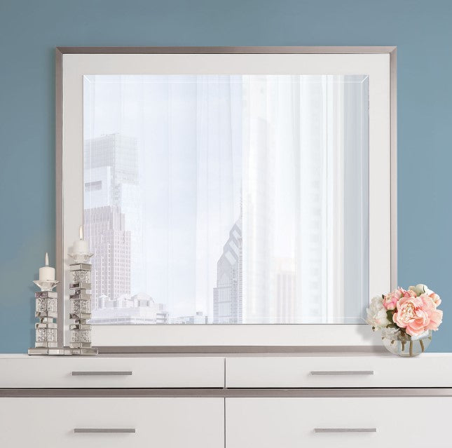 AICO Marquee Wall Mirror in Cloud White - Luxury Home Furniture (MI)