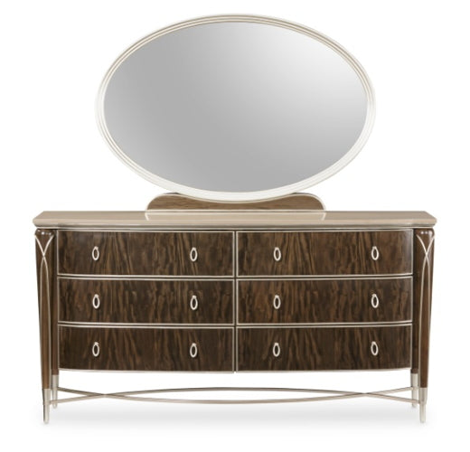AICO Villa Cherie Dresser Mirror in Hazelnut - Luxury Home Furniture (MI)