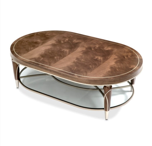 AICO Villa Cherie Oval Cocktail Table in Hazelnut - Luxury Home Furniture (MI)