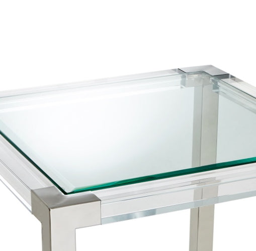 AICO Furniture State St. Square End Table in Stainless Steel - Luxury Home Furniture (MI)