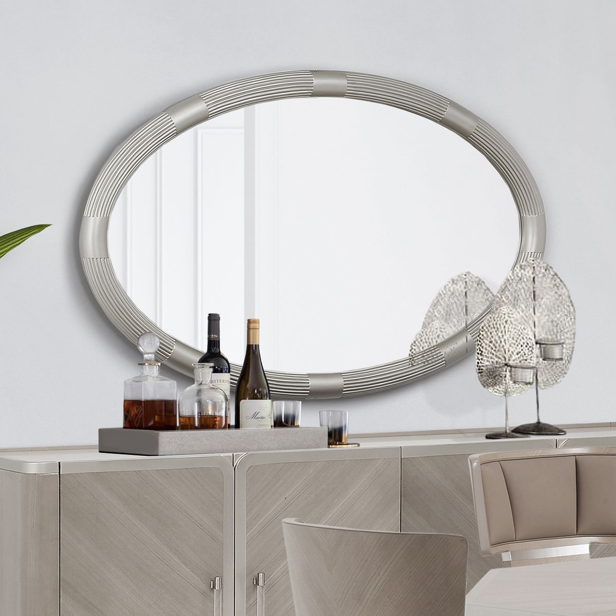 AICO Lanterna Sideboard Mirror in Silver Mist - Luxury Home Furniture (MI)