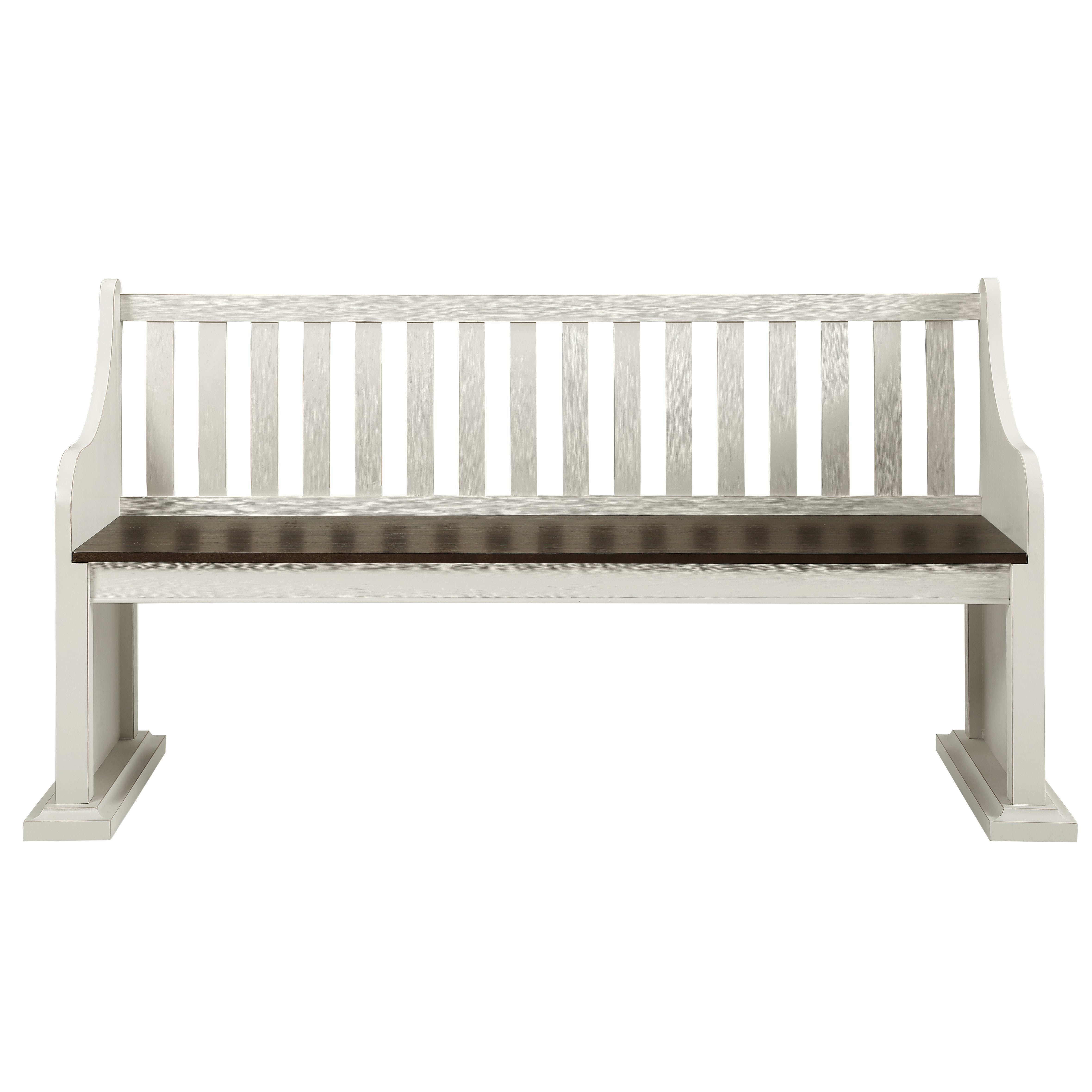 Steve Silver Joanna Bench with Back in Two-tone Ivory and Mocha - Luxury Home Furniture (MI)