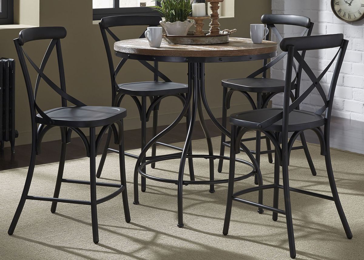 Liberty Furniture Vintage Dining Series X-Back Counter Chair in Black (Set of 2)