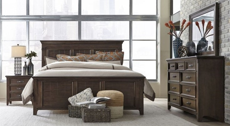 Liberty Furniture Saddlebrook Queen Panel Bed in Tobacco Brown - Luxury Home Furniture (MI)