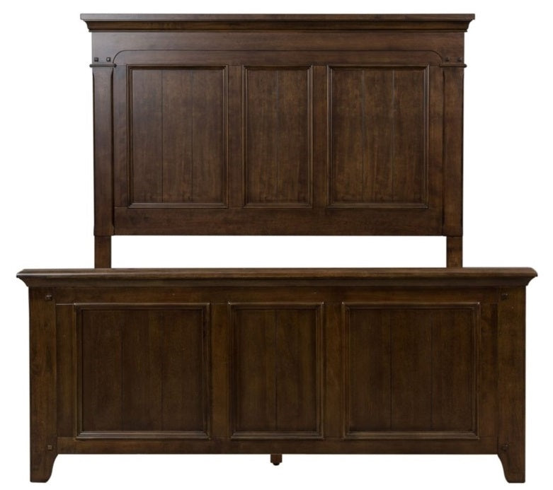 Liberty Furniture Saddlebrook Queen Panel Bed in Tobacco Brown - Luxury Home Furniture (MI)