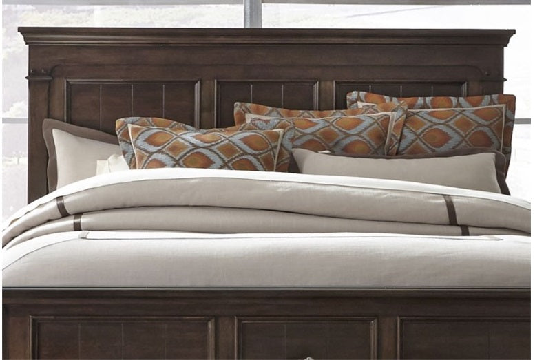 Liberty Furniture Saddlebrook Queen Panel Bed in Tobacco Brown - Luxury Home Furniture (MI)