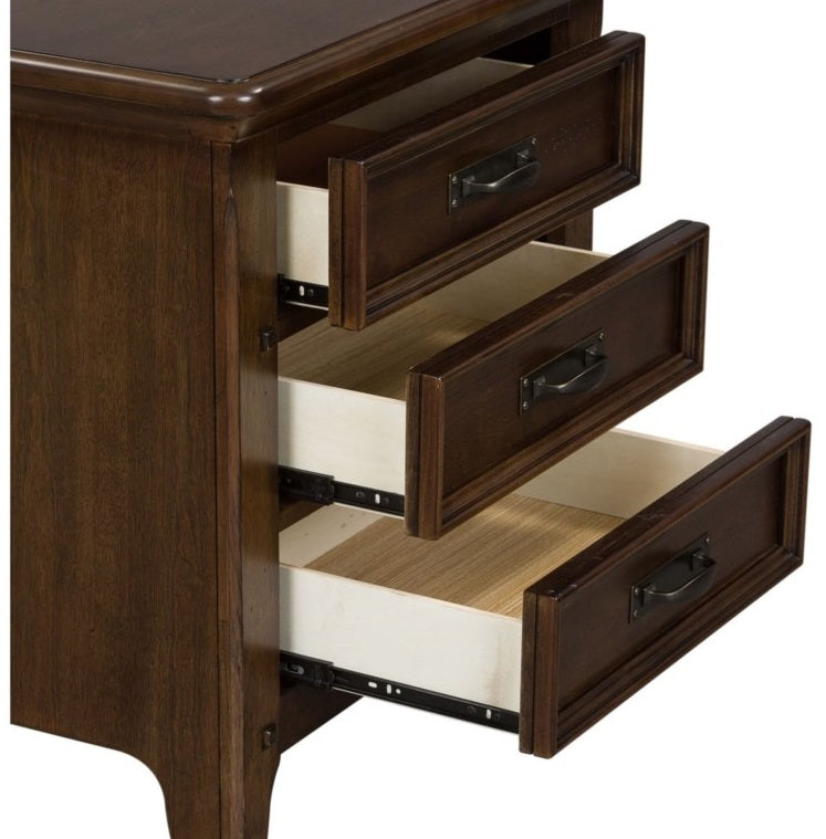 Liberty Furniture Saddlebrook 3 Drawer Nightstand in Tobacco Brown - Luxury Home Furniture (MI)