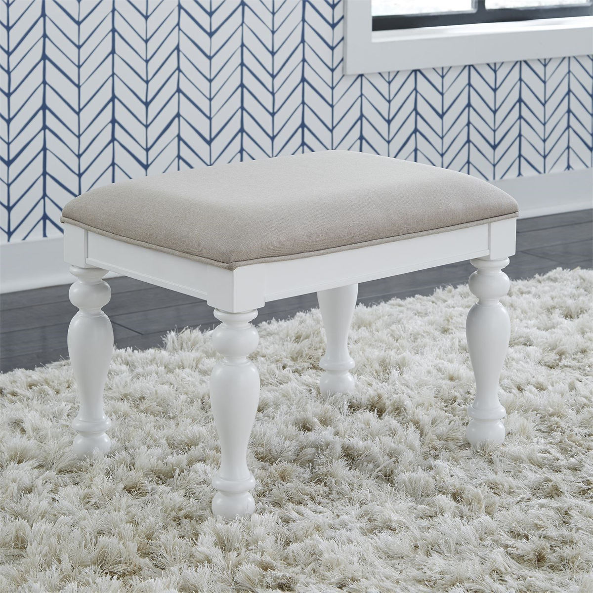 Liberty Furniture Summer House I Vanity Stool in Oyster White - Luxury Home Furniture (MI)