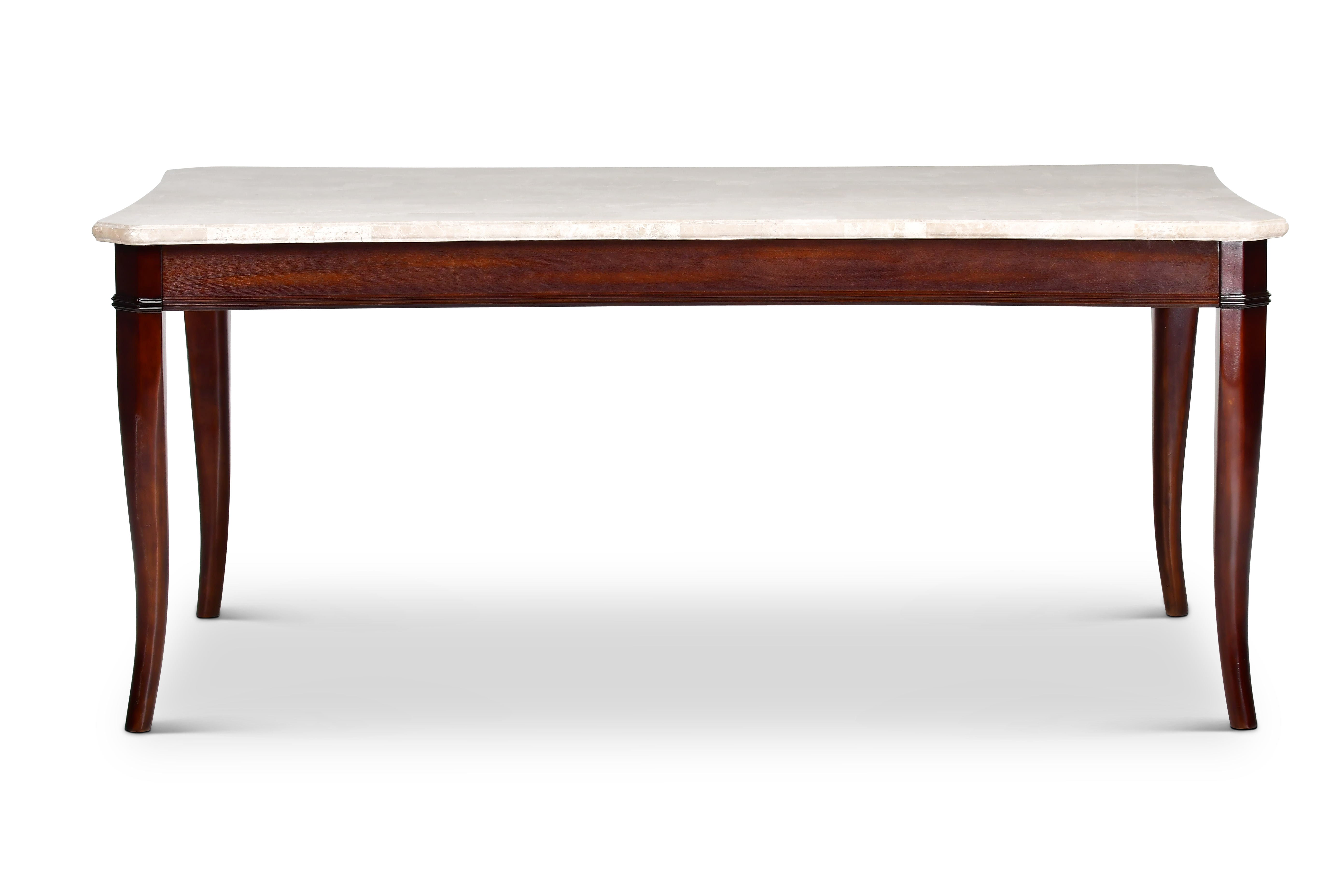 Steve Silver Marseille Marble Top Dining Table in Merlot Cherry - Luxury Home Furniture (MI)