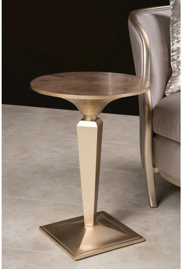 AICO Malibu Crest Round Pedestal Tea Table in Chardannoy - Luxury Home Furniture (MI)